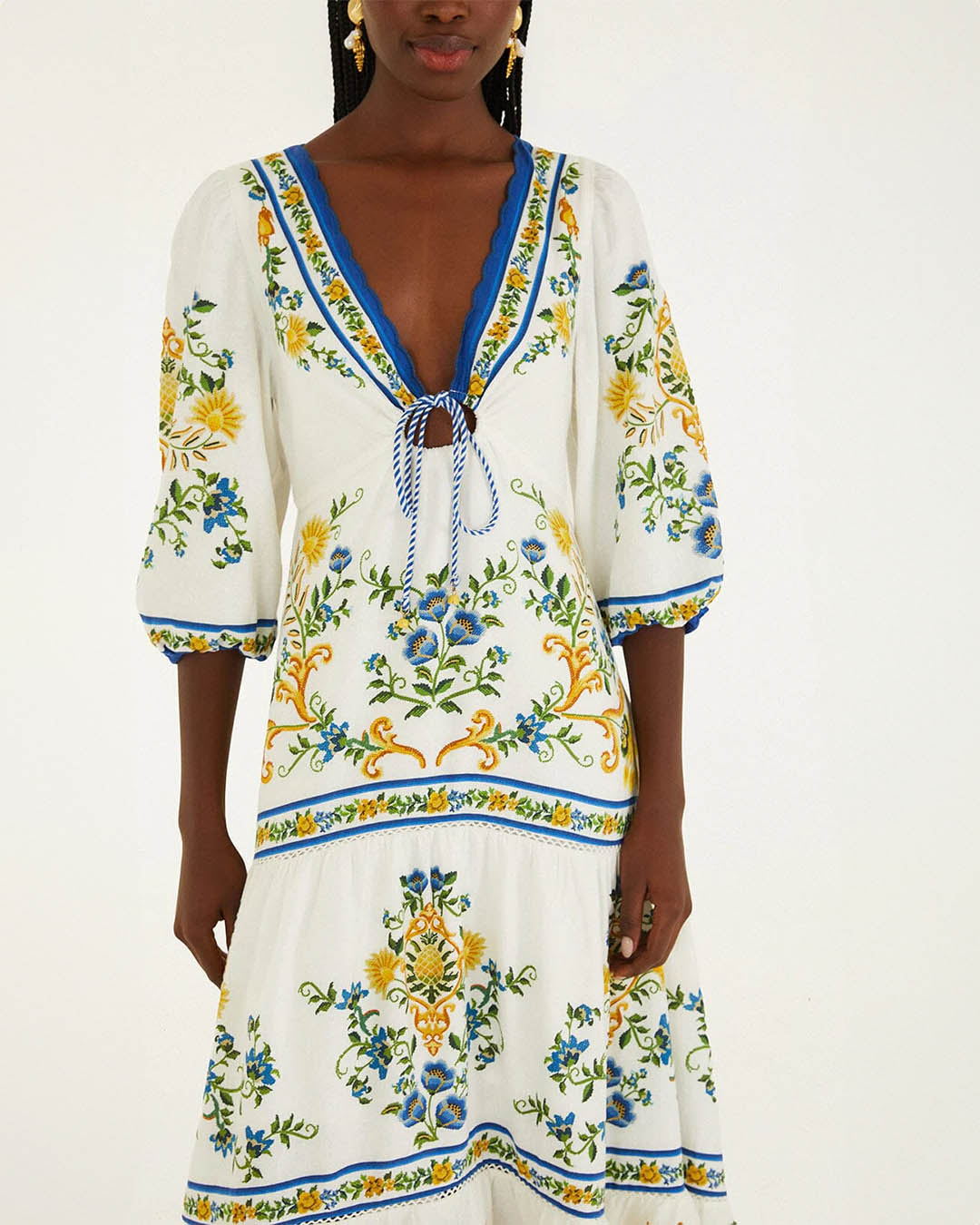 Farm Rio Emily Floral Tapestry Off White Maxi Dress