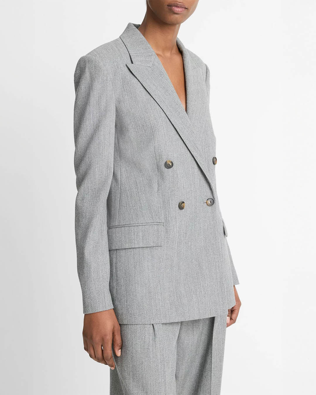 Vince Wool Twill Double Breasted Blazer