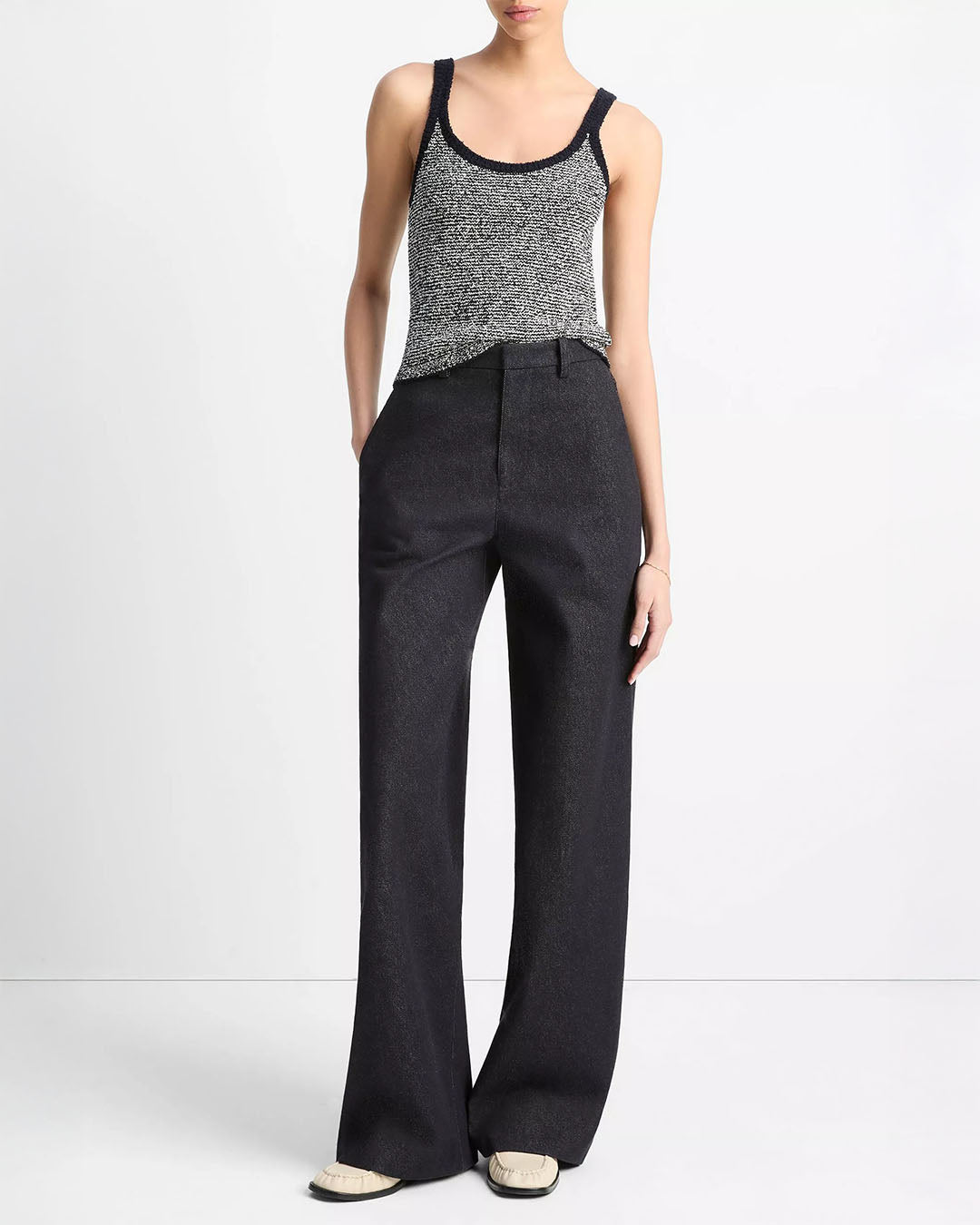 Vince High Waist Cotton Twill Wide Leg