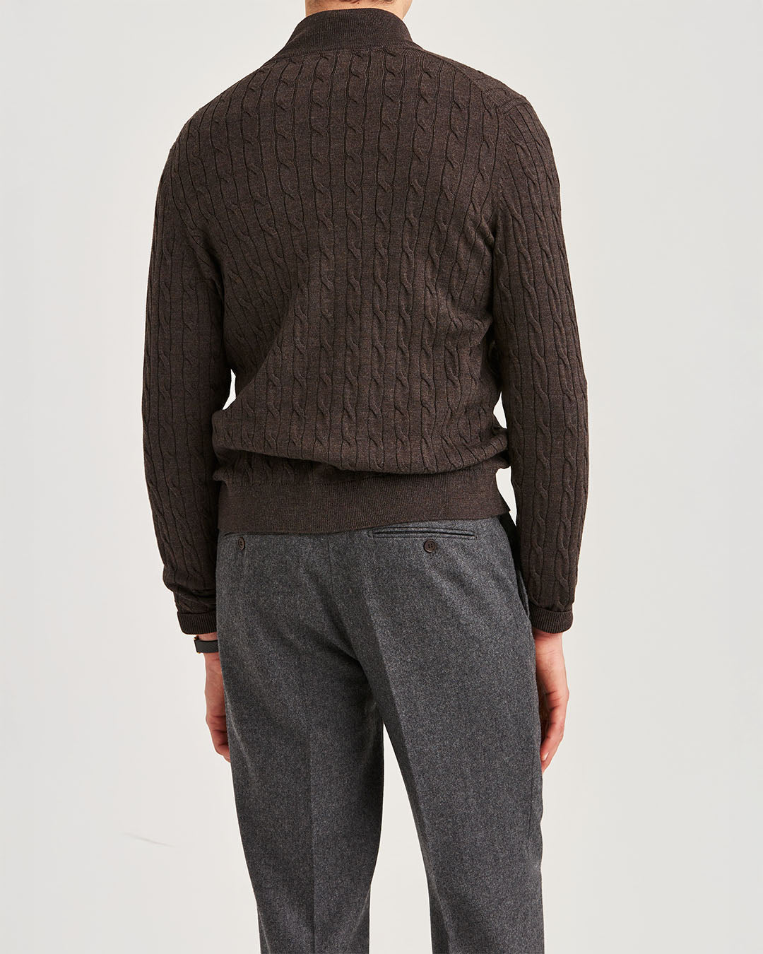 Morris Merino Cable Zip Cardigan