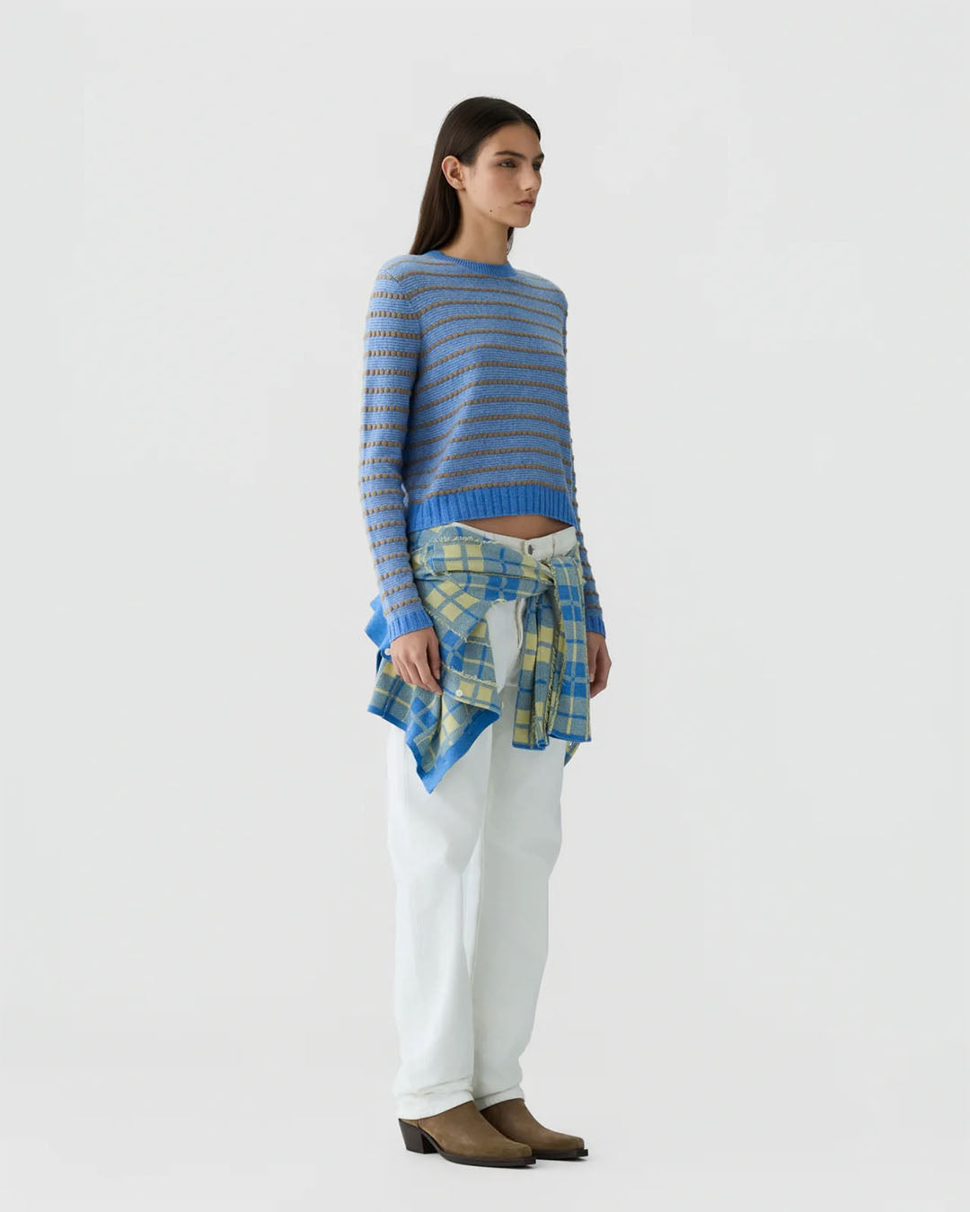 Guest In Residence Pebble Stripe Shrunken Crew
