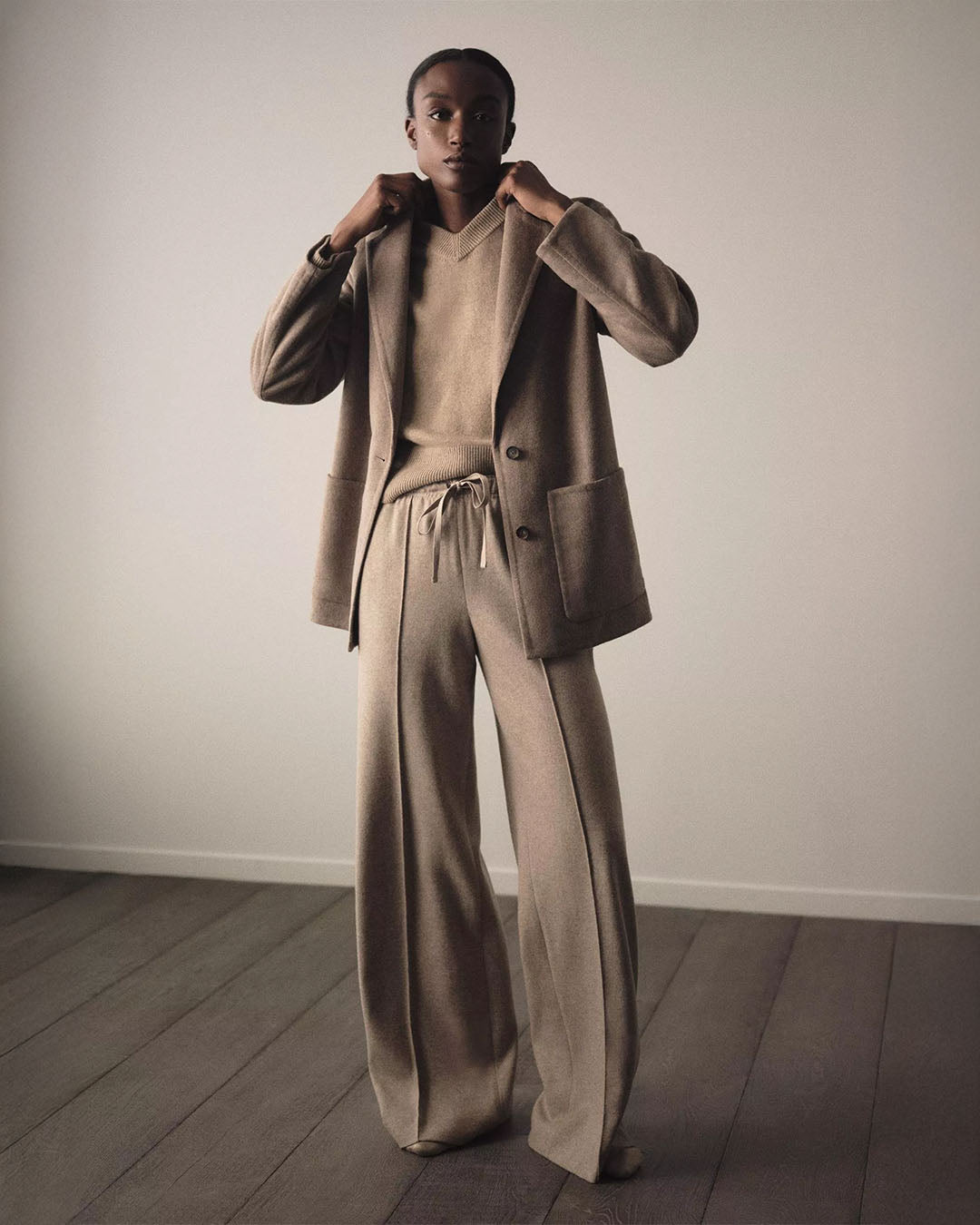 Vince Wool-Blend Tailored Wide-Leg Pant