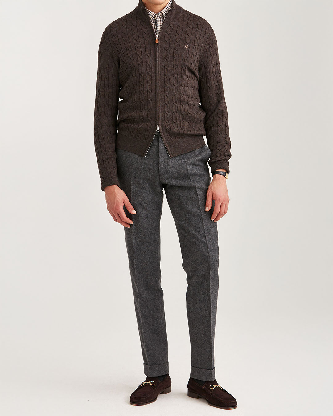 Morris Merino Cable Zip Cardigan