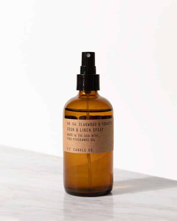 P.F. Candle Co. NO. 04 Teakwood & Tobacco Room + Linen Spray