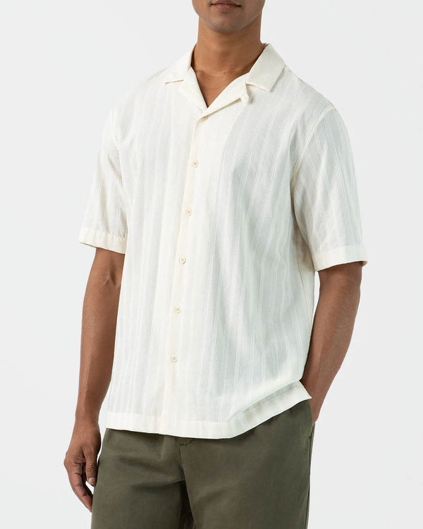 Sunspel SS Embroidered Stripe Shirt